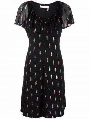 Коктейлна рокля с пера с принт See By Chloé черно