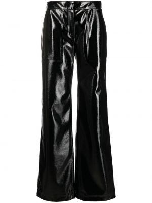 Usnjene ravne hlače Karl Lagerfeld črna