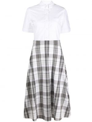 Klasické hedvábné mini šaty s krátkými rukávy Thom Browne - bílá
