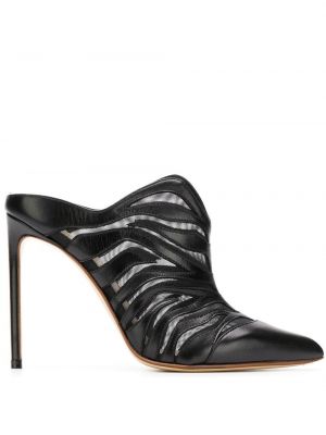 Papuci tip mules transparente cu model zebră Francesco Russo negru