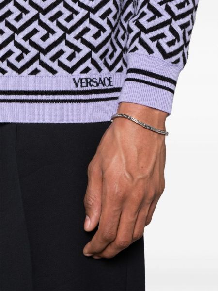 Bracelet en tricot à motif serpent Versace argenté