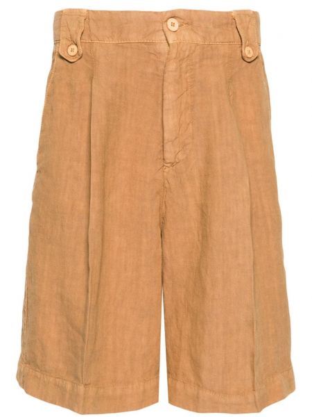Plisirane lanene kratke hlače Costumein rjava