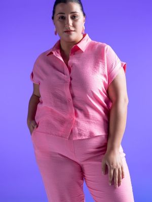 Рубашка на пуговицах Defacto розовая