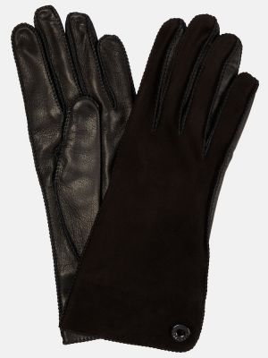 Кожени велурени ръкавици Loro Piana черно