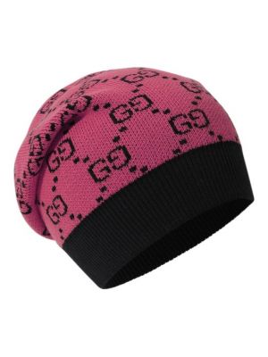 Хлопковая шерстяная шапка Gucci розовая