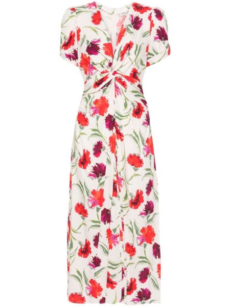 Midi haljina s cvjetnim printom Dvf Diane Von Furstenberg bijela