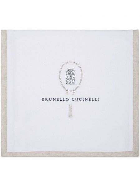 Medvilninis siuvinėtas chalatas Brunello Cucinelli balta