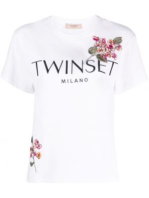 T-shirt med broderi Twinset vit