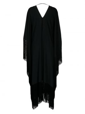 Sukienka koszulowa z frędzli asymetryczna Taller Marmo czarna