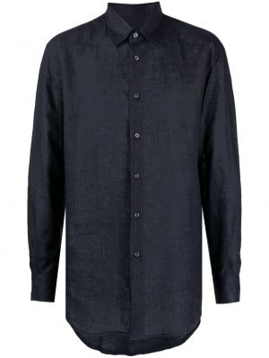 Πουπουλένιο πουκάμισο με στενή εφαρμογή Brioni μπλε