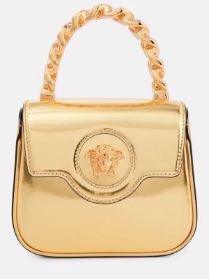 Kožená nákupná taška Versace zlatá