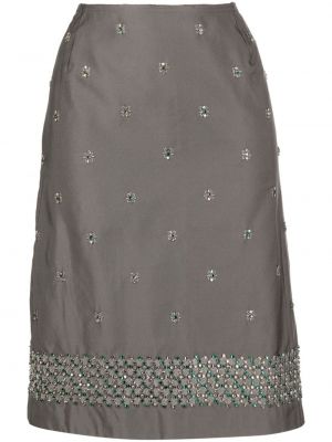 Křišťálové midi sukně Prada Pre-owned šedé