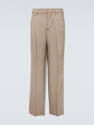 Pantaloni dritti di lana Ami Paris beige