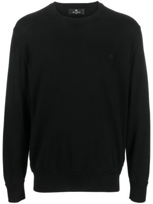 Vlnený sveter s výšivkou Etro čierna