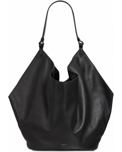 Kožená kožená nákupná taška Khaite čierna