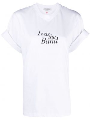 T-shirt avec imprimé slogan à imprimé Victoria Beckham blanc