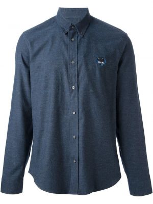 Tigrovaná pérová košeľa na gombíky Kenzo modrá