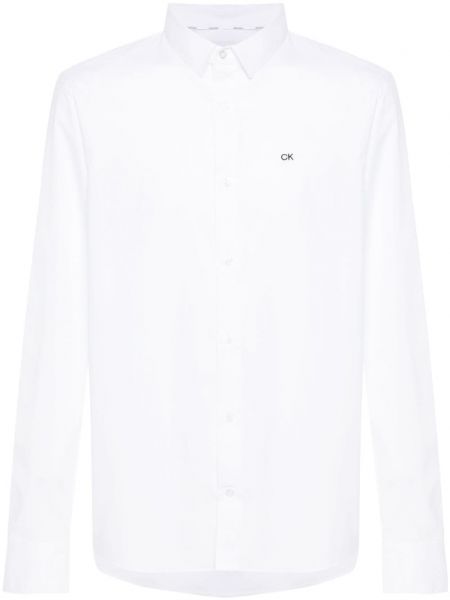 Bavlnená košeľa s výšivkou Calvin Klein biela