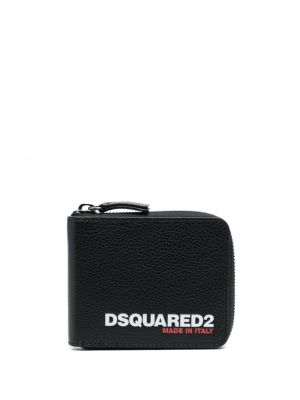 Kožená peňaženka s potlačou Dsquared2 čierna
