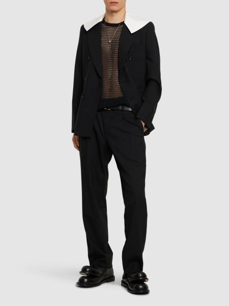 Pruhované vlnené nohavice Comme Des Garçons Homme Plus čierna