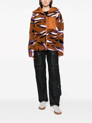 Fleecová bunda na zip s potiskem Adidas By Stella Mccartney hnědá