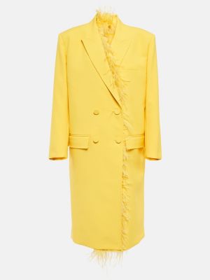 Palton de lână cu pene Valentino galben