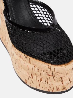 Lakierowane sandały skórzane na koturnie Alaã¯a czarne