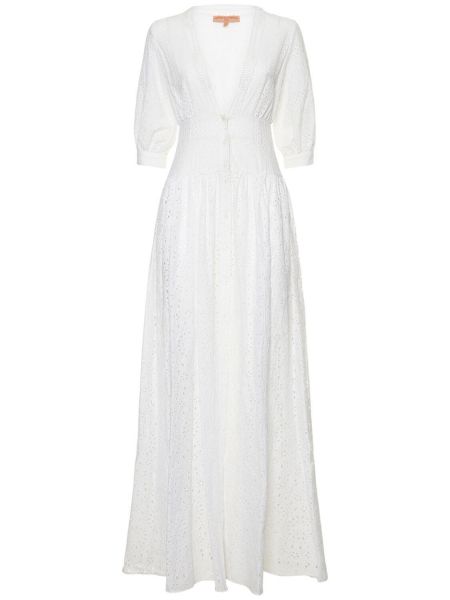 Krajkové bavlněné dlouhé šaty Ermanno Scervino bílé