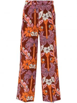 Svilene hlače s cvjetnim printom s printom P.a.r.o.s.h. narančasta