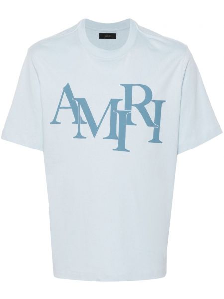 Raštuotas medvilninis marškinėliai Amiri mėlyna