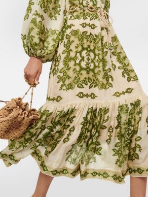 Rochie midi de mătase cu imagine Zimmermann verde