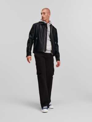 Giacca di jeans di pelle Karl Lagerfeld Jeans nero