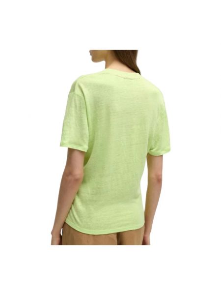 Camiseta de lino con escote v Boss verde