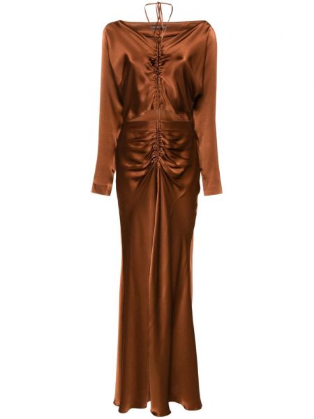 Saténové večerné šaty Alberta Ferretti hnedá