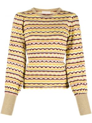 Sweter w paski z nadrukiem Ulla Johnson żółty