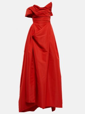 Атласное платье с открытыми плечами с драпировкой Vivienne Westwood красное