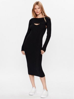 Kötött slim fit ruha Calvin Klein fekete