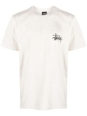 Памучна тениска с принт Stüssy бяло