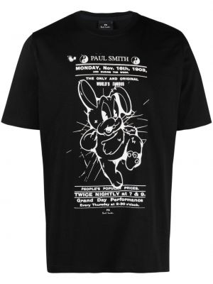 Bavlněné tričko s potiskem Ps Paul Smith černé