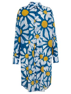 Květinové bavlněné midi šaty Marni modré