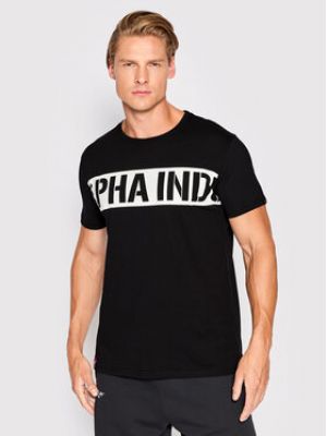 T-shirt à rayures à imprimé Alpha Industries noir