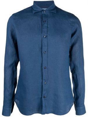Lněná košile Tintoria Mattei modrá