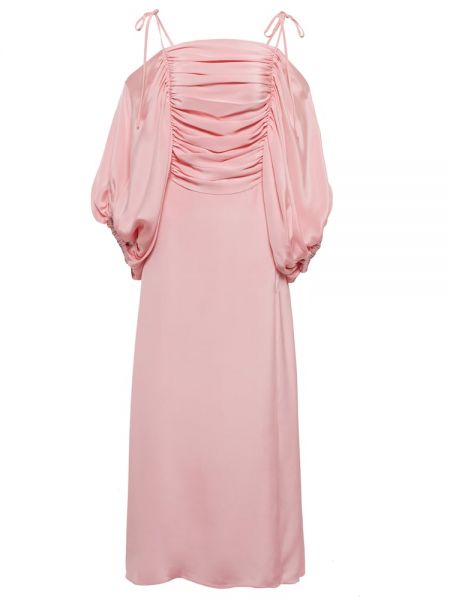 Hedvábné saténové midi šaty Rodarte růžové