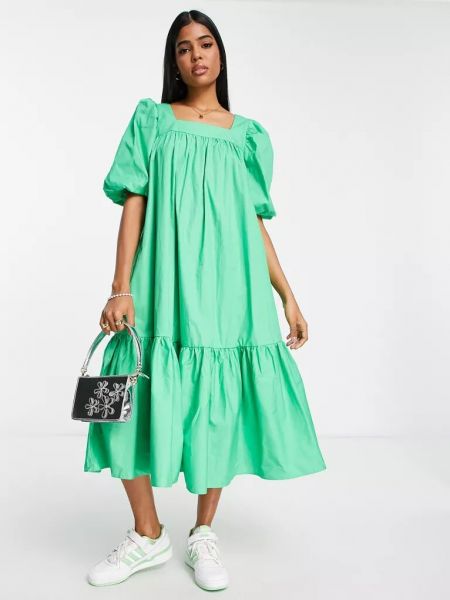 Платье миди с квадратным вырезом оверсайз Glamorous зеленое