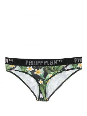 Květinové kalhotky s potiskem Philipp Plein zelené