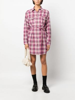 Kariertes hemdkleid mit print Marant Etoile pink