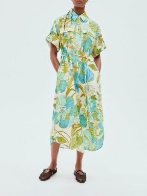 Robe chemise en lin à fleurs à imprimé Alemais