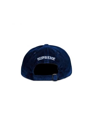 Бархатная кепка Supreme синяя