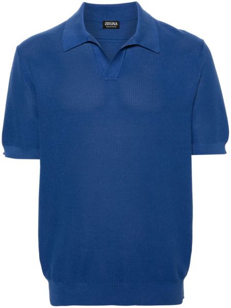 Bombažna polo majica Zegna modra
