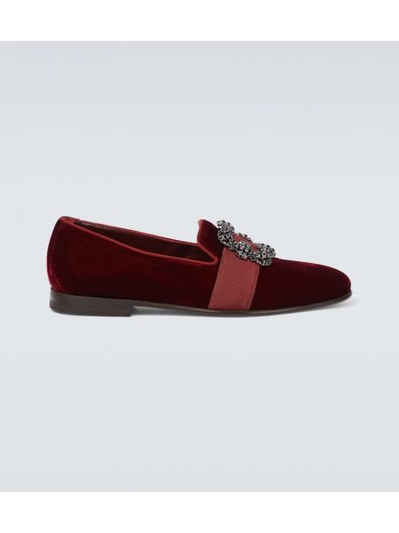 Loafers in velluto Manolo Blahnik rosso